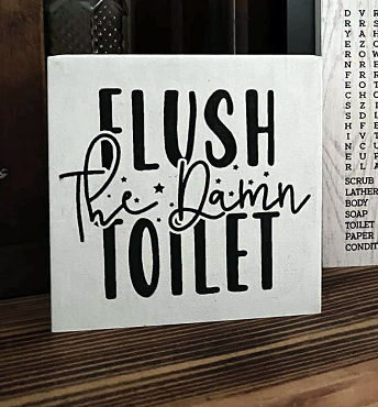 Flush the Damn Toilet Bathroom Humor Sign Multiple Sizes & Styles